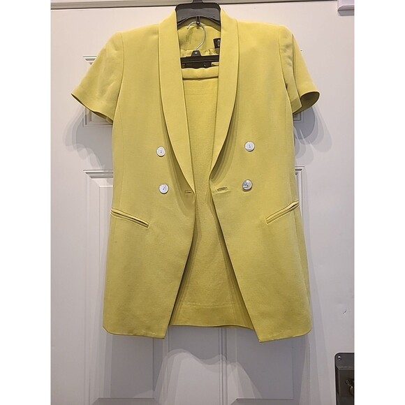 Vintage short Sleeve.Dana Buchanan Silk Skirt Suit Women’s size 6, 3 Pc Set Lime - Picture 15 of 16
